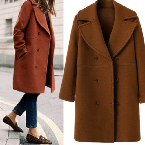 European and American autumn and winter plus size cross-border women's woolen coat