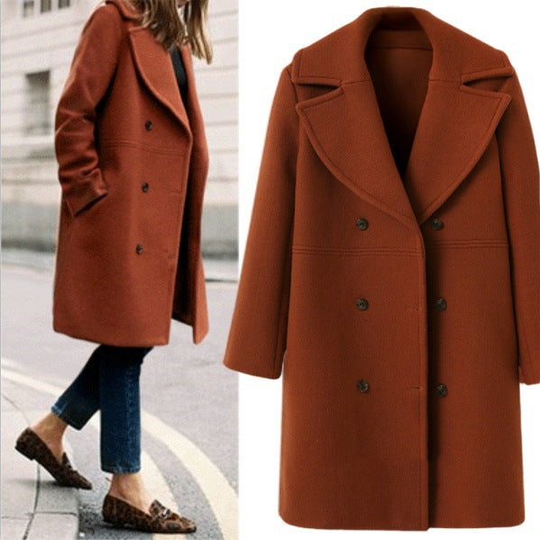 European and American autumn and winter plus size cross-border women's woolen coat