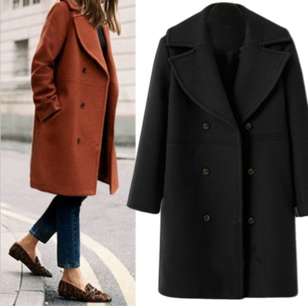 European and American autumn and winter plus size cross-border women's woolen coat