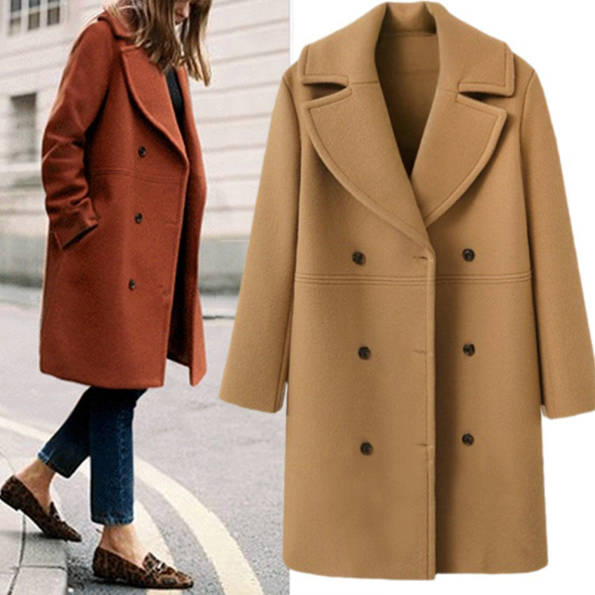 European and American autumn and winter plus size cross-border women's woolen coat