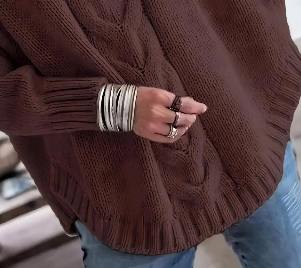 Plus-Size Batwing Turtleneck Sweater