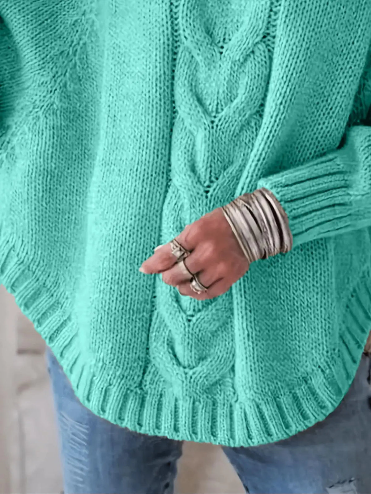 Plus-Size Batwing Turtleneck Sweater