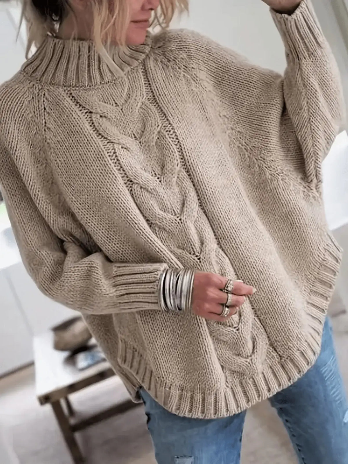 Plus-Size Batwing Turtleneck Sweater
