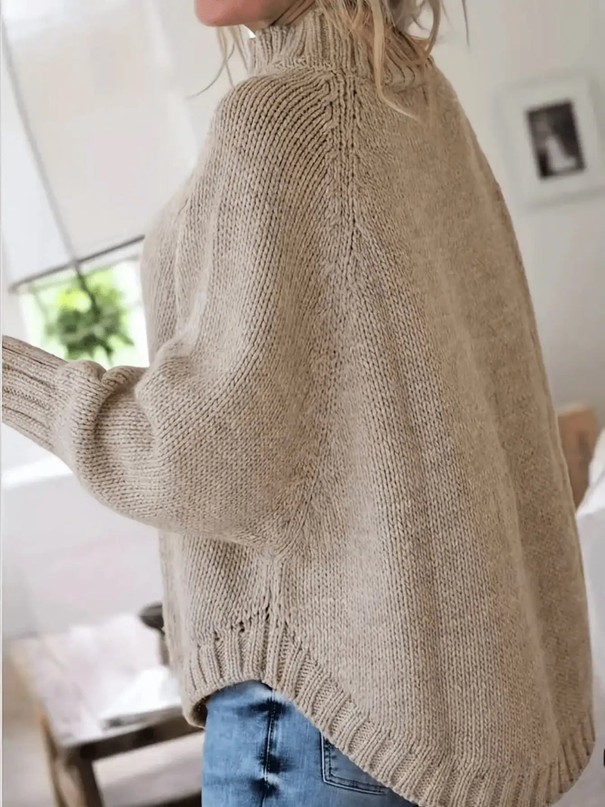 Plus-Size Batwing Turtleneck Sweater
