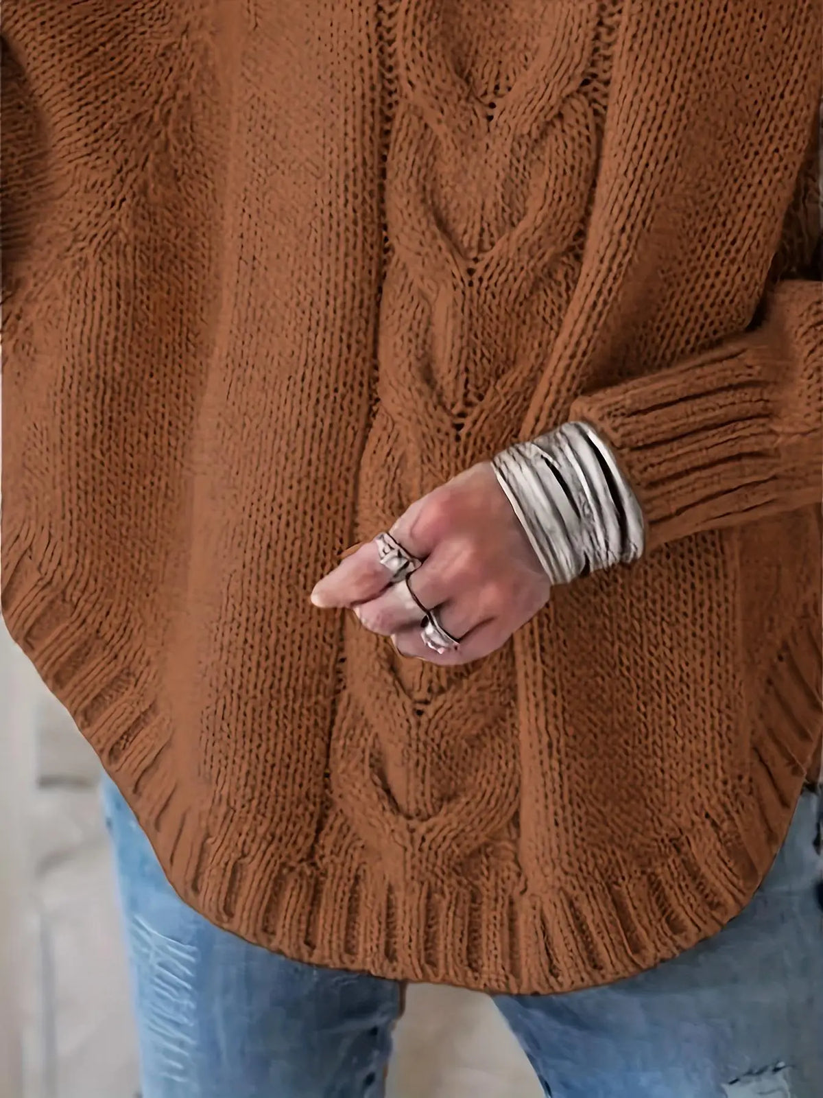 Plus-Size Batwing Turtleneck Sweater
