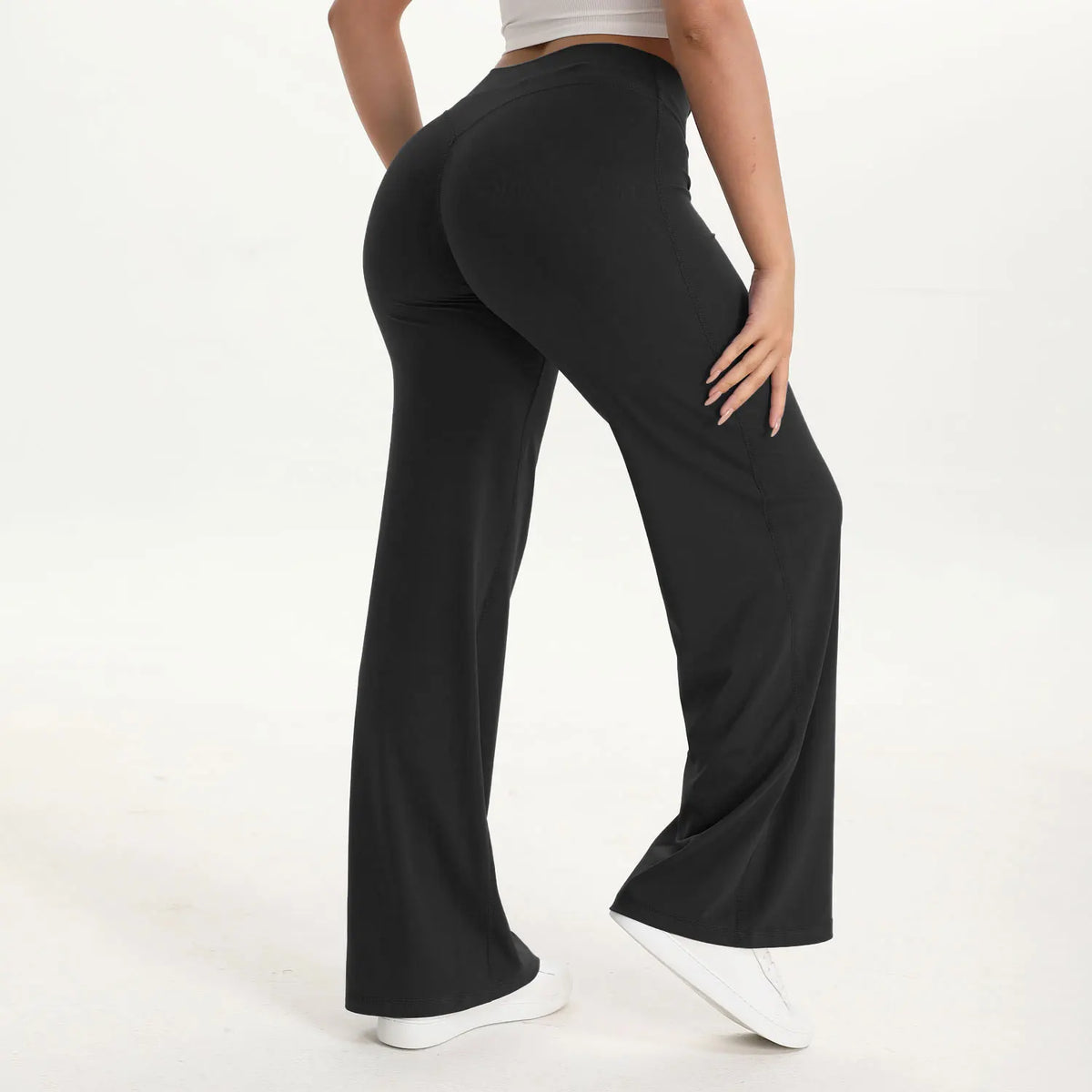 NCLAGEN SoftMotion Straight Leg Bottoms Women's Mid-Waist Yoga Pants GYM Leggings Naked Feel Pilates Running Sports Trousers