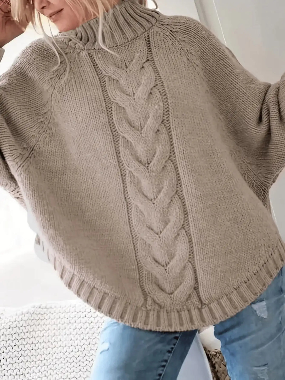 Plus-Size Batwing Turtleneck Sweater