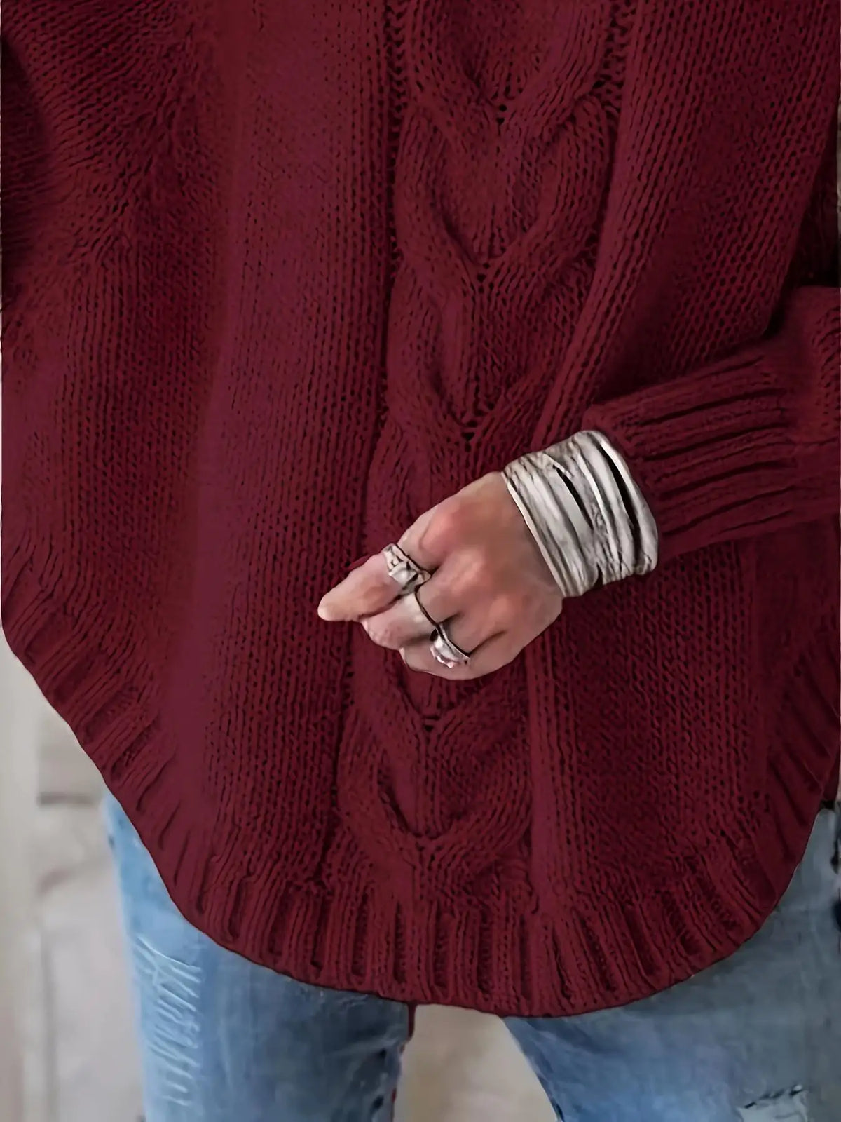 Plus-Size Batwing Turtleneck Sweater