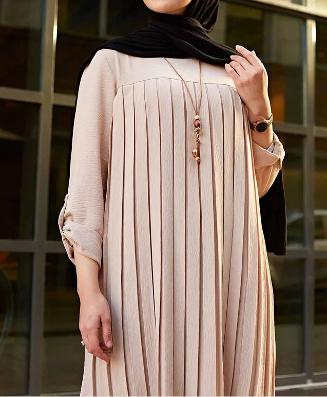 Women's Pleated Tunic with Adjustable Sleeves