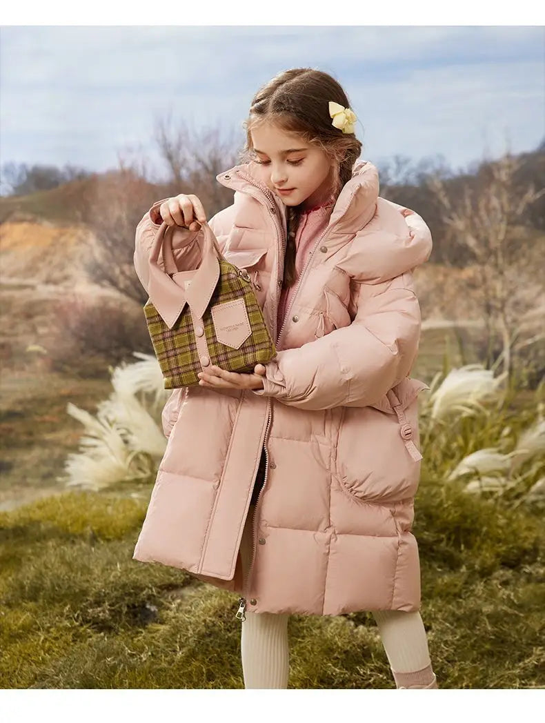 Winter Girl's Thickness White Duck Down Jacket Girls Long Warm Puffer Coat Boys Waterproof Hooded Parkas Kids Snow Outerwear