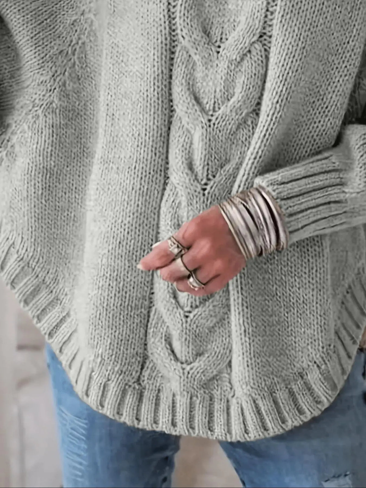 Plus-Size Batwing Turtleneck Sweater