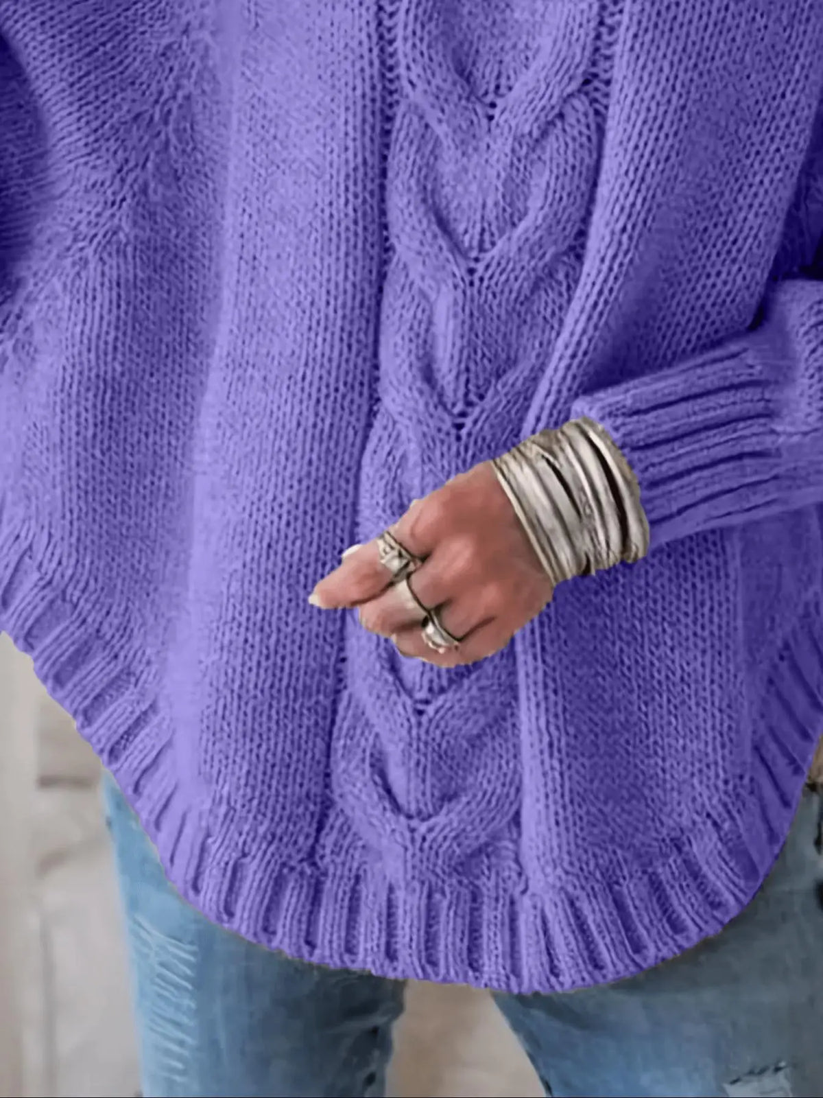 Plus-Size Batwing Turtleneck Sweater
