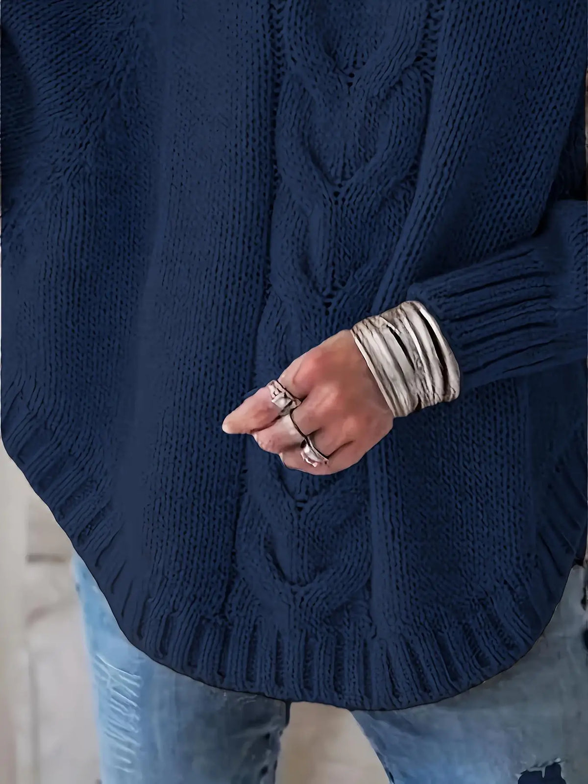 Plus-Size Batwing Turtleneck Sweater