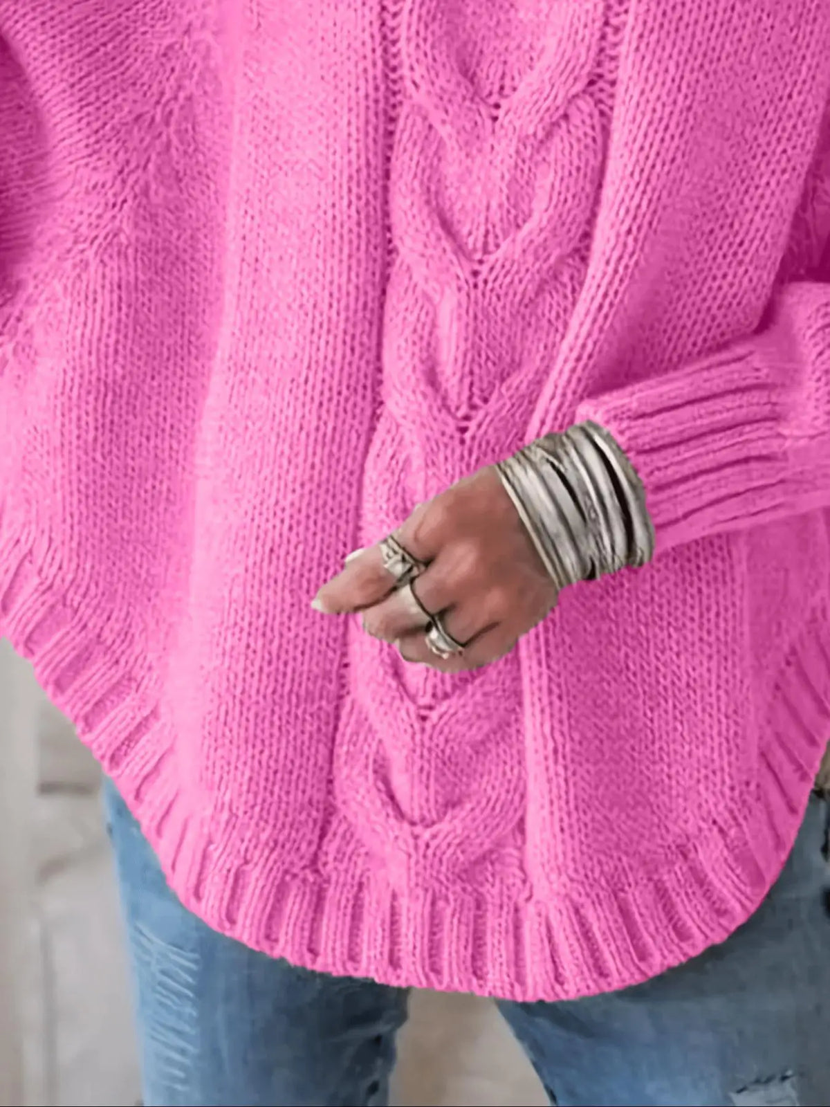 Plus-Size Batwing Turtleneck Sweater